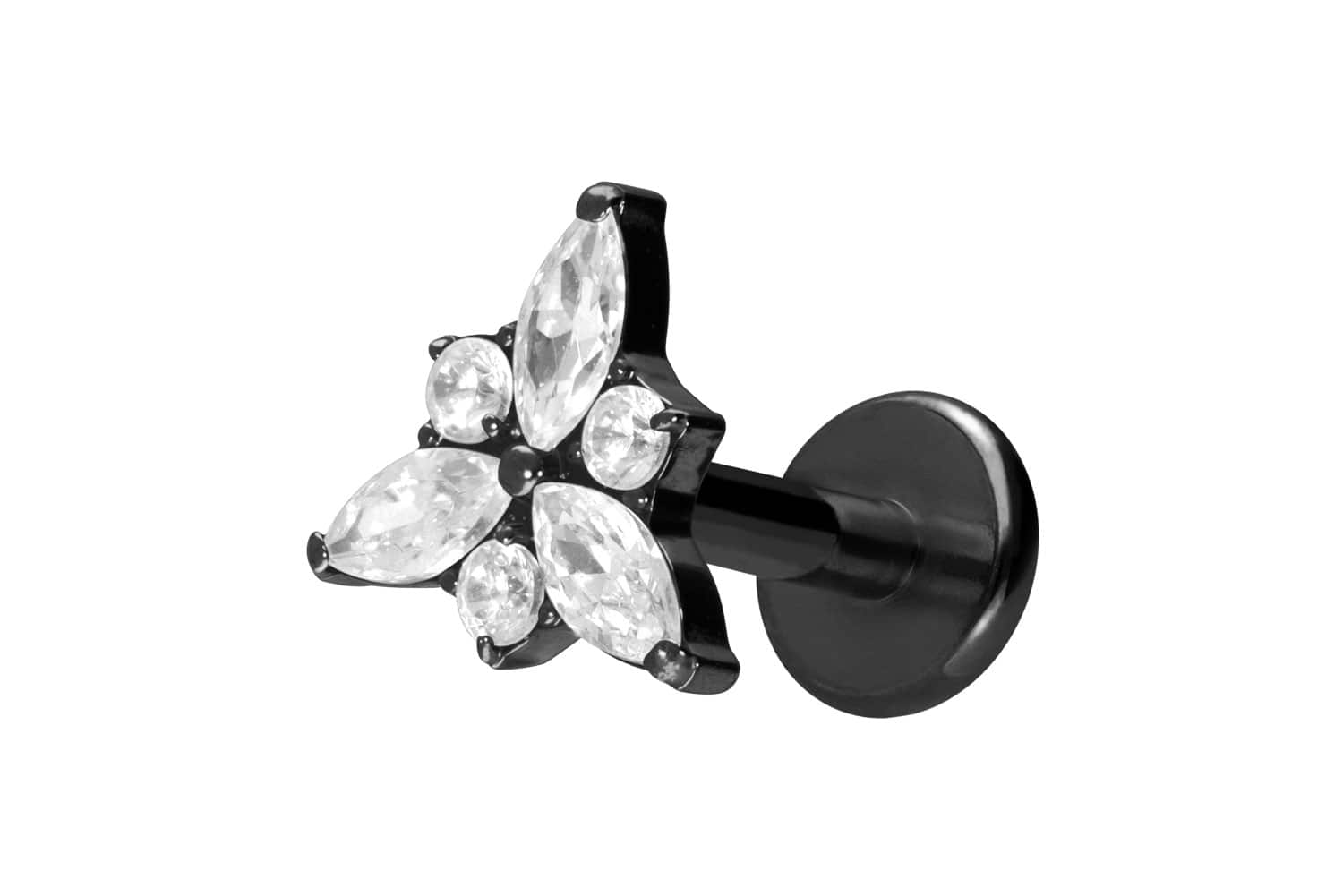 Titan Labret Piercing mit Innengewinde KRISTALLBLÜTE